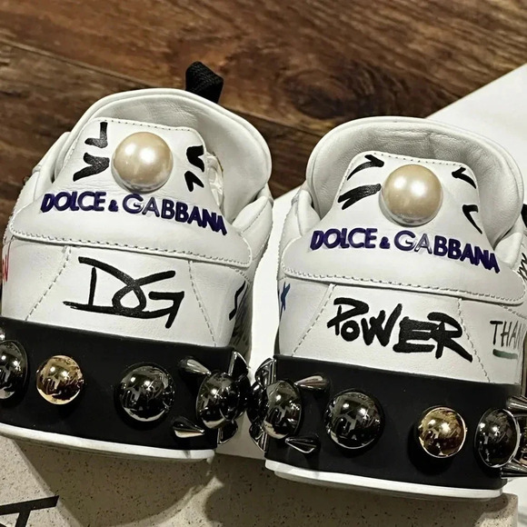 Dolce & Gabbana Portofino Printed Sneaker Size 37.5 - Picture 4 of 6